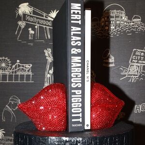 Rhinestones Lip Book Ends